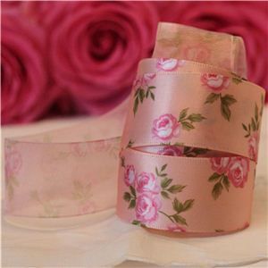 Vintage Rose Ribbon - Peach/Pink